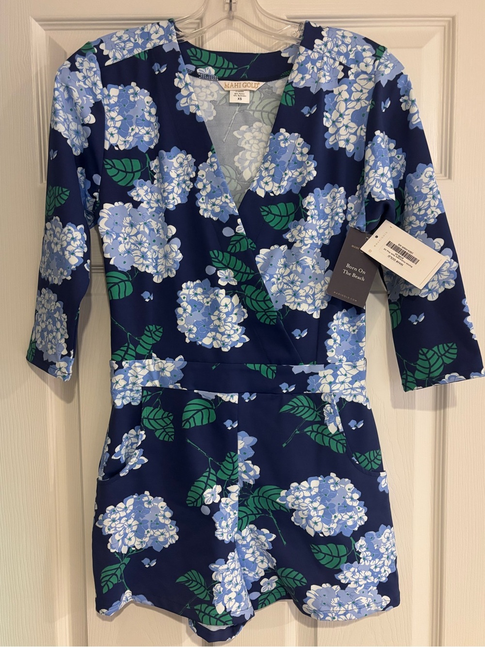 Mahi Gold Riptide Romper in Hydangea Walk in Regatta